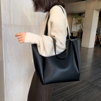 ZZOOI High Quality Soft Leather Woman Casual Tote Shopper Solid Color Handbags Large Capacity Single Shoulder Bag with Outer Pocket