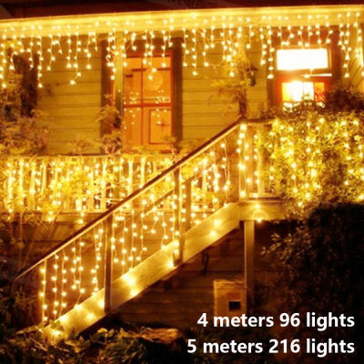 NEW Christmas Lights Outdoor Decoration 45 Meter Droop 0.4-0.6m Led Curtain Icicle String Lights Wedding Party Garland Light