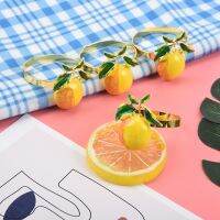 12 Pieces Lemon Napkin Rings Summer Napkin Holders Tropical Fruit Napkin Buckle Decor for Summer Birthday Wedding Party