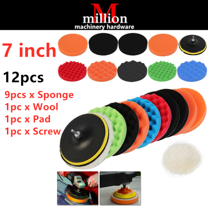 9pcs 5 Inch Car Buffing Pads Polishing for Drill Sponge Kit Waxing Foam  Polisher