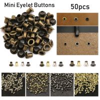 TI9P 50pcs 1.5/2.0/2.5MM เสื้อผ้ารองเท้า อุปกรณ์เย็บผ้า Mini Ultra-small หัวเข็มขัดตุ๊กตา DIY ปุ่มตาไก่โลหะ อุปกรณ์เสริมกระเป๋าตุ๊กตา หัวเข็มขัด