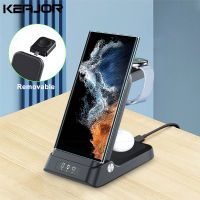 3 In 1 Wireless Charger สำหรับ Samsung Galaxy Watch 455 Pro Fast Charging Station สำหรับ Galaxy S23 S22 S21 Charger Stand พับได้