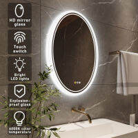 LUVODI 50 x 70cm กระจกห้องน้ำ Oval LED Bathroom Mirror ทัชสกรีนกันฝ้า กระจกอัจฉริยะ กันน้ํา