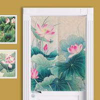 2023 Chinese Retro Scenery Lotus Door Curtain Norn Carpet Study Bedroom Home Decor Kitchen Curtain