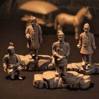 Jiogein 1 ชุด Terracotta Warriors ชุดเดสก์ท็อปตกแต่ง Mini Warriors Horse Model