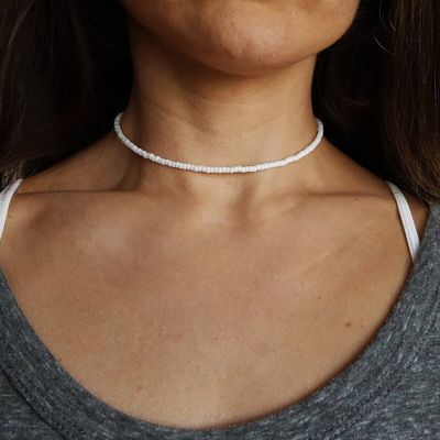 Bohemia White Bead Choker Necklace For Women Vintage Chain Neckace Fashion Jewelry Wholesale Headbands