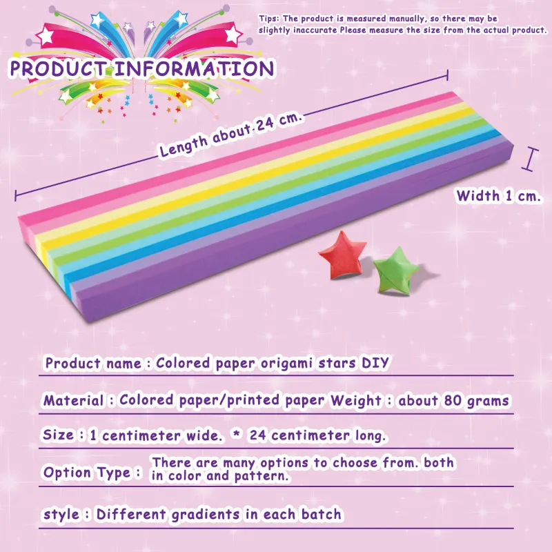 540 Sheets Origami Stars Paper Strips Double Sided Lucky Colorful Star  Decoration Folding Paper for Gifts Arts Crafting Supplies (Rainbow)