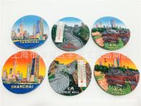 ✼✵ Beijing Great Wall Shanghai Architecture Round Chinese Characteristic Souvenir Fridge Magnet Resin Stereo Magnetic Sticker