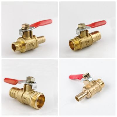 Brass Barbed ball valve 6-12 Hose Barb 1/8 1/4 3/8 1/2 Male Thread Connector Joint Copper Pipe Fitting Coupler Adapter