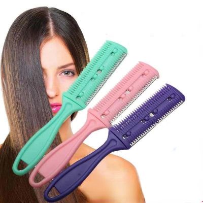 【CC】 Multicolor Hair Cut Comb Barber Styling Scissor Combs Hairdressing Double-Sided Scissors