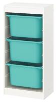 TROFAST Storage combination with boxes, white/turquoise, 46x30x95 cm (ทรูฟัสท์ กล่องลิ้นชักเก็บของ, ขาว/สีเทอร์ควอยซ์, 46x30x95 ซม.)