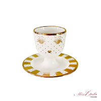 MISS ETOILE EGG CUP &amp; PLATE GOLD GALORE : EC191 ถ้วยเซรามิคสำหรับวางไข่และตั้งไข่ ลายสวยๆน่ารักๆ