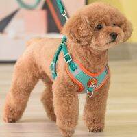 [Fast delivery] Dog leash reflective harness dog chain small and medium-sized cats and dogs go out breathable teddy bichon corgi new Safe and anti breakaway measures