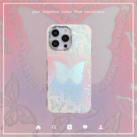 เคสสุดหรูสำหรับ IPhone 11 12 13 14 Pro Max เคสด้านหลังการ์ตูนน่ารักแฟชั่นผีเสื้อหรูหราภาษาอังกฤษเคสโทรศัพท์กันกระแทก