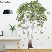 [Carmelun]✿ Big Tree Birch Wall Stickers Green Leaves Wall Decals Living Room Bedroom Birds Home Decor Poster Mural PVC Room Decoration