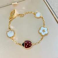 New European top jewelry 925 sterling silver ladybug charm five-element ladies bracelet luxury fashion brand holiday gift