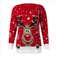 Women Ugly Christmas SHGTE weater Deer Warm Knitted New Long Sleeve Sweater Jumper Top O-Neck Santa Claus Fashion Casual Blouse