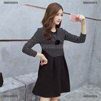 [LOVE] Fashion Women Mini Dresses Causal Stripe Maternity Long Sleeve Dress [Nature]