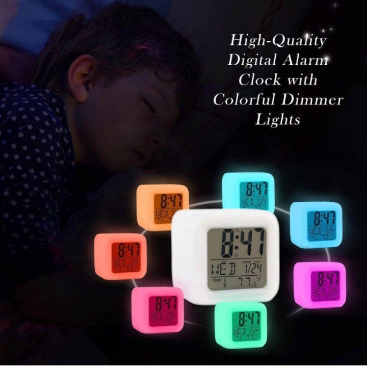CHAINSTORE LED 7 Color Changing Digital Clock Display Table Alarm Clock