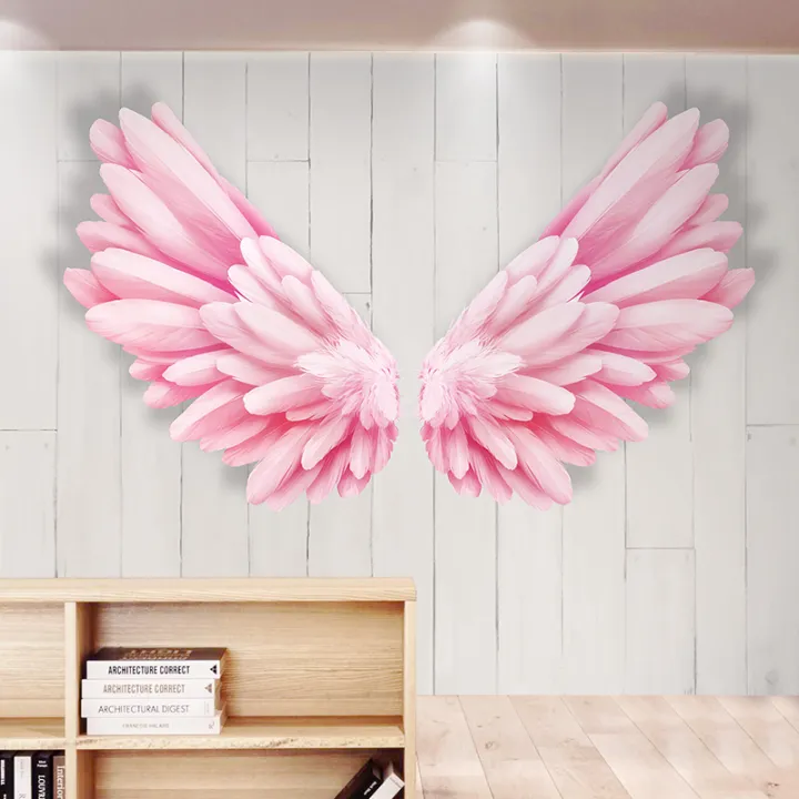 ♗ﺴ∏ Ins web celebrity pink angel wings wood wallpaper milk tea shop photo  studio image wall paper background wall | Lazada PH