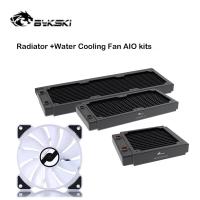 Bykski Water Cooling PC Radiator + Water Cooling Fan AIO Kit,30Mm Thin Copper Liquild Cooler Row,รองรับพัดลม12CM,120/240/360Mm