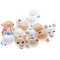 CHONGAI 5Pcs 3D Bear Wooden Beads Ball  Smiling Face Wood Beads For Jewelry Making Pacifier Clip Fit Cartoon Children Kids Beads Clips Pins Tacks