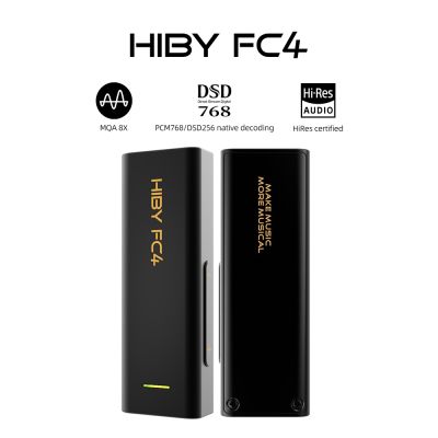 HiBy FC4 MQA รับรองความถูกต้องดองเกิล USB DAC ถอดรหัสเสียงเครื่องขยายเสียงหูฟัง DSD256 3.5มม. 4.4มม. เอาต์พุตสำหรับ Win10แอนดรอยด์
