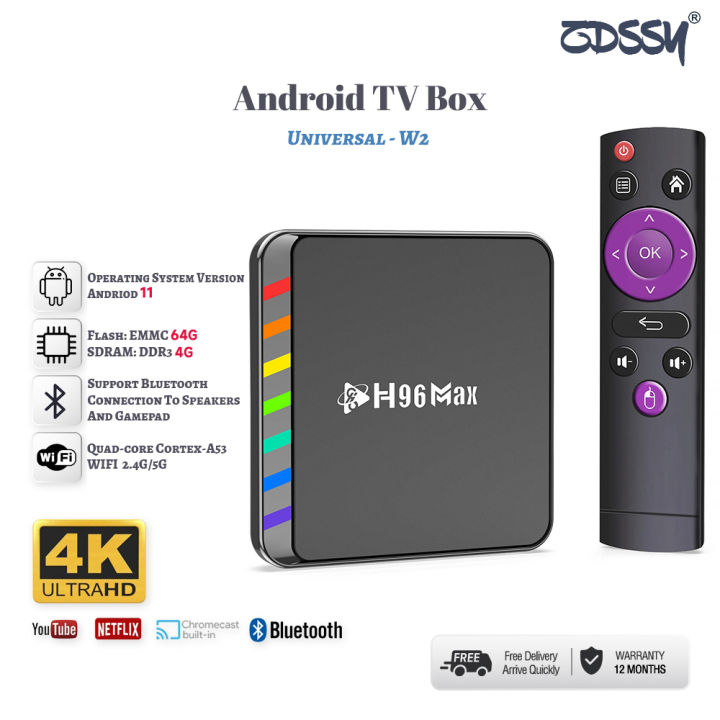 Zdssy H96 Max W2 Smart Tv Box Android 11.0 S905w2 4gb 32gb 64gb Av1 