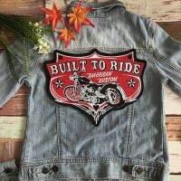 ตัวรีดขนาดใหญ่ ติดหลังเสื้อ Build To Ride ไบค์เกอร์ ชอปเปอร์ แจ็คเก็ตยีนส์ แจ็คเก็ตหนัง งานปักแน่น Iron on Embroidered patch