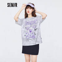 Semir เสื้อยืดแขนสั้นทรงหลวมยาวปานกลางสำหรับผู้หญิงเสื้อยืดลายการ์ตูนเทรนด์หวานและเท่ใหม่สำหรับฤดูร้อนปี2022