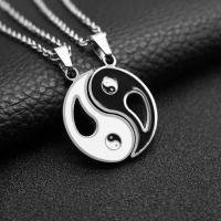 2Pcs/set Couple Necklaces Chinese Tai Chi Charm Stitching Pendant Chain Necklace Jewelry Brother Friend Lovers Gift