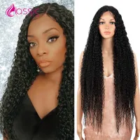 Classsic Plus Long Curly Synthetic Wigs High Quality 38 inch Ombre Blonde Pink Lace Front Wigs for Women Cosplay Female Wig Wig  Hair Extensions Pads