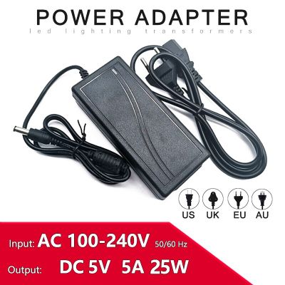 5V 5A 25W Desktop Power Supply Adapter AC to DC 5.5mm 2.5mm Constant voltage LED Drive Lighting Transformer 100-240V EU US Plugs Electrical Circuitry
