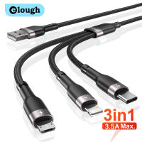 Elough สาย USB 3 In 1,สายสำหรับ iPhone 13,12 Pro Max USB C อะแดปเตอร์เครื่องชาร์จเร็ว USB ชนิด C สำหรับ Samsung Xiaomi