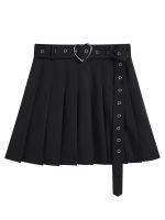 Gothic y Pleated Skirts Women Harajuku Black Korean Style High Waist Mini Skirt With Belt Fashion Streetwear Vintage E Girl