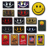 New Smile Face Laser Engraving Patch Velcro Nylon Material Reflective Infrared IR luminous Armband Tactical Patch Sticker