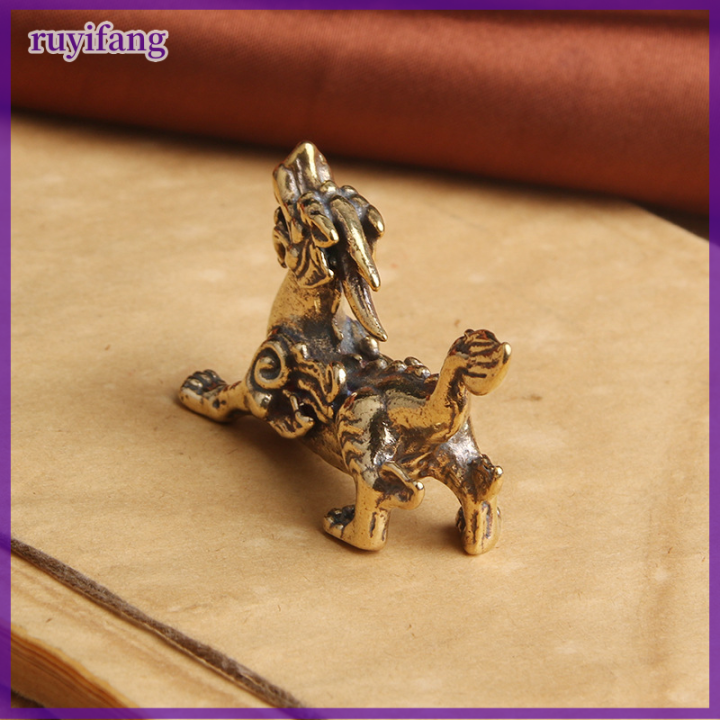 ruyifang-รูปปั้นรูปปั้นสัตว์นำโชคสำหรับตกแต่งบ้านทำจากทองเหลืองจีนโบราณ