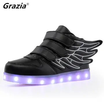 Cheap Luminous Sneakers Led Shoes Kids Sport Flashing Lights Glowing  Glitter Casual Baby Wing Flat Boots