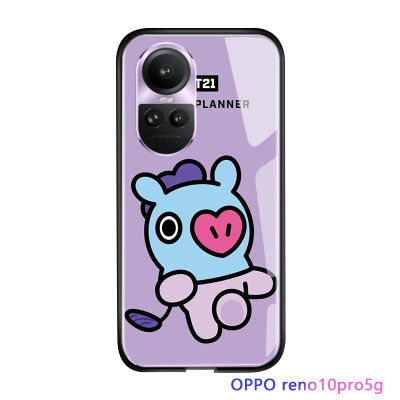 Serpens สำหรับ OPPO Reno10 Pro 5G กันกระแทกน่ารักสำหรับผู้หญิงการ์ตูนสำหรับเคสของเด็กผู้หญิงเกาหลี K-POP น่ารักสำหรับเด็กผู้หญิงเด็กผู้ชาย SHOOKY RJ SUGA COOKY กระจกเทมเปอร์ฝาครอบป้องกัน