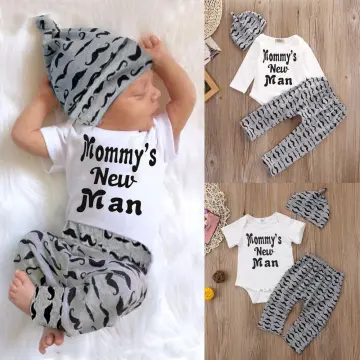 Newborn Infant Baby Boy Cotton Tops Romper Pants Legging Hat