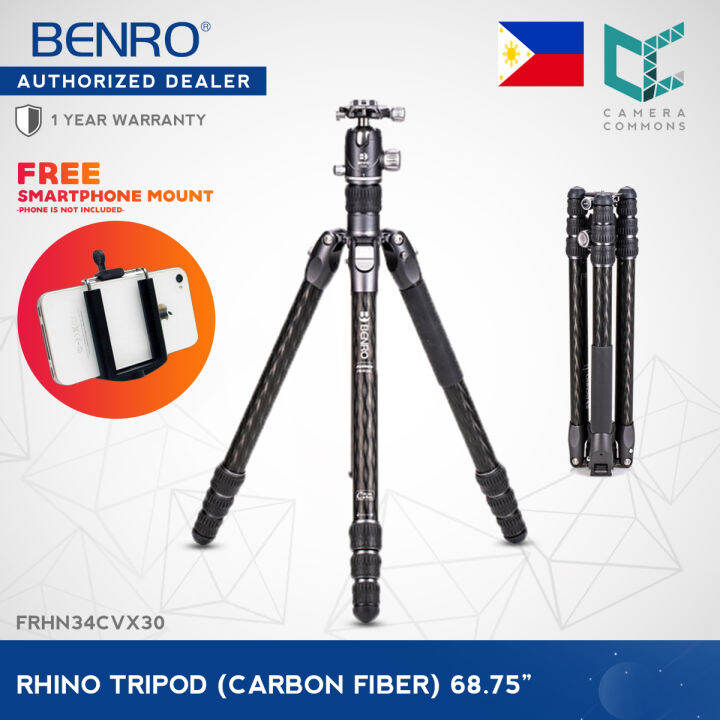 Benro Rhino Carbon Fiber One Two Three Series Travel Tripod with VX20