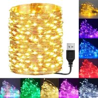 {Best-selling party decoration}  LED ไฟนางฟ้าตกแต่งคริสต์มาสโคมไฟ USB ลวดทองแดงแสงสตริงสำหรับงานแต่งงานพวงมาลัยพรรคม่านแสง1เมตร3เมตร5เมตร