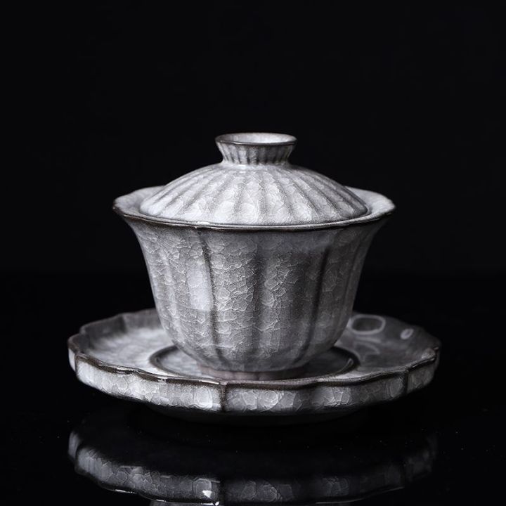 เซรามิกน้ำแข็งสีดำชาหม้ออบชามประทุเคลือบเครื่องชงชา-gaiwan-กังฟู-t-eaware-ชุดถ้วยชาพิธีชงชากาน้ำชา