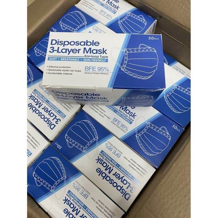 Masker 3 Ply Earloop DISPOSABLE PROTECTIVE ISI 50 PCS | Lazada Indonesia