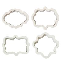 4Pcs/Lot Vintage Plaque Frame Cookie Cutter Set Plastic Biscuit Mould Fondant Cake Decorating Tools Fondant Sugar Craft Molds Bread Cake  Cookie Acces