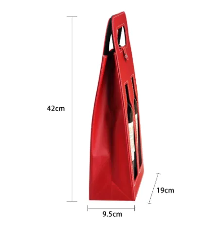 Red Wine Leather Single Portable Packaging Box Single Wine Box Red