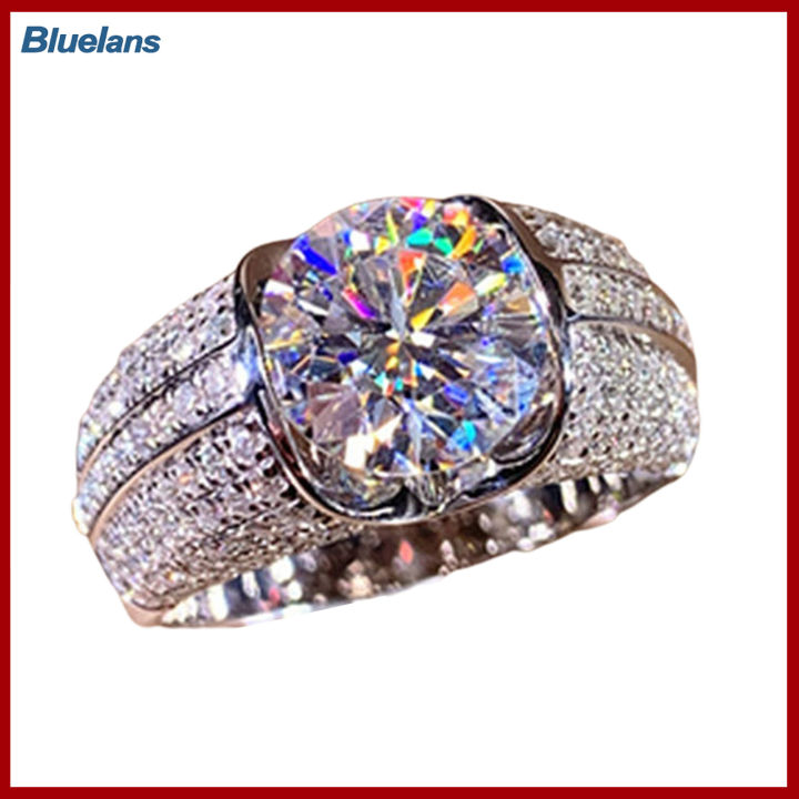 Bluelans®แหวนใส่นิ้วของขวัญที่ดีแหวนผู้หญิงอารมณ์เรียบง่ายฝังอัลลอยคิวบิกเซอร์โคเนียสำหรับงานปาร์ตี้