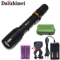 5000 Lumen Flashlight XM-L T6 LED Flashlight Torch Zoom Lamp Light 2x18650 Battery EU/US/AU/UK Plug Charger for Hunting