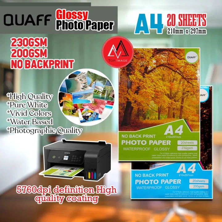 QUAFF NO BACK PRINT PHOTO PAPER (A4 SIZE) 200GSM & 230GSM | Lazada PH