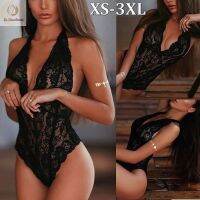 【Ready Stock】 ❍ C15 Lingerie Women Strap V-Neck Backless Lace Mesh One Piece Lingerie Sexy Jumpsuits